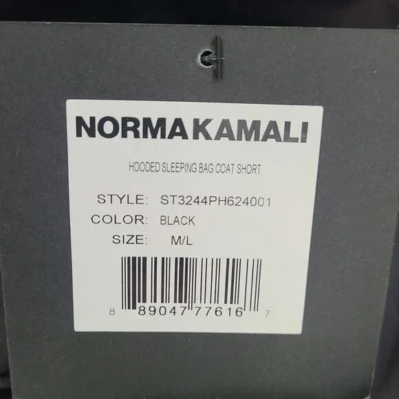 NWT Norma Kamali Sleeping Bag Hooded Jacket Coat Black size M/L - Picture 7 of 10